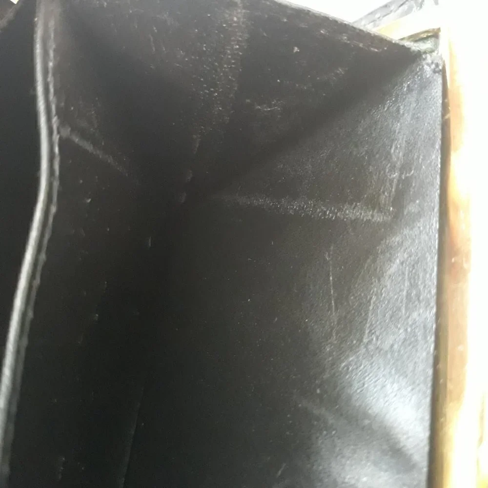 Vtg Bosca Hand Stained Hide Green Leather Kisslock Tri-fold Check Book Wallet
